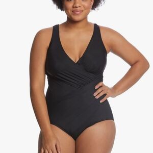 Miraclesuit Oceanus One Piece In Burgundy/Wine Color, Sz 20W.